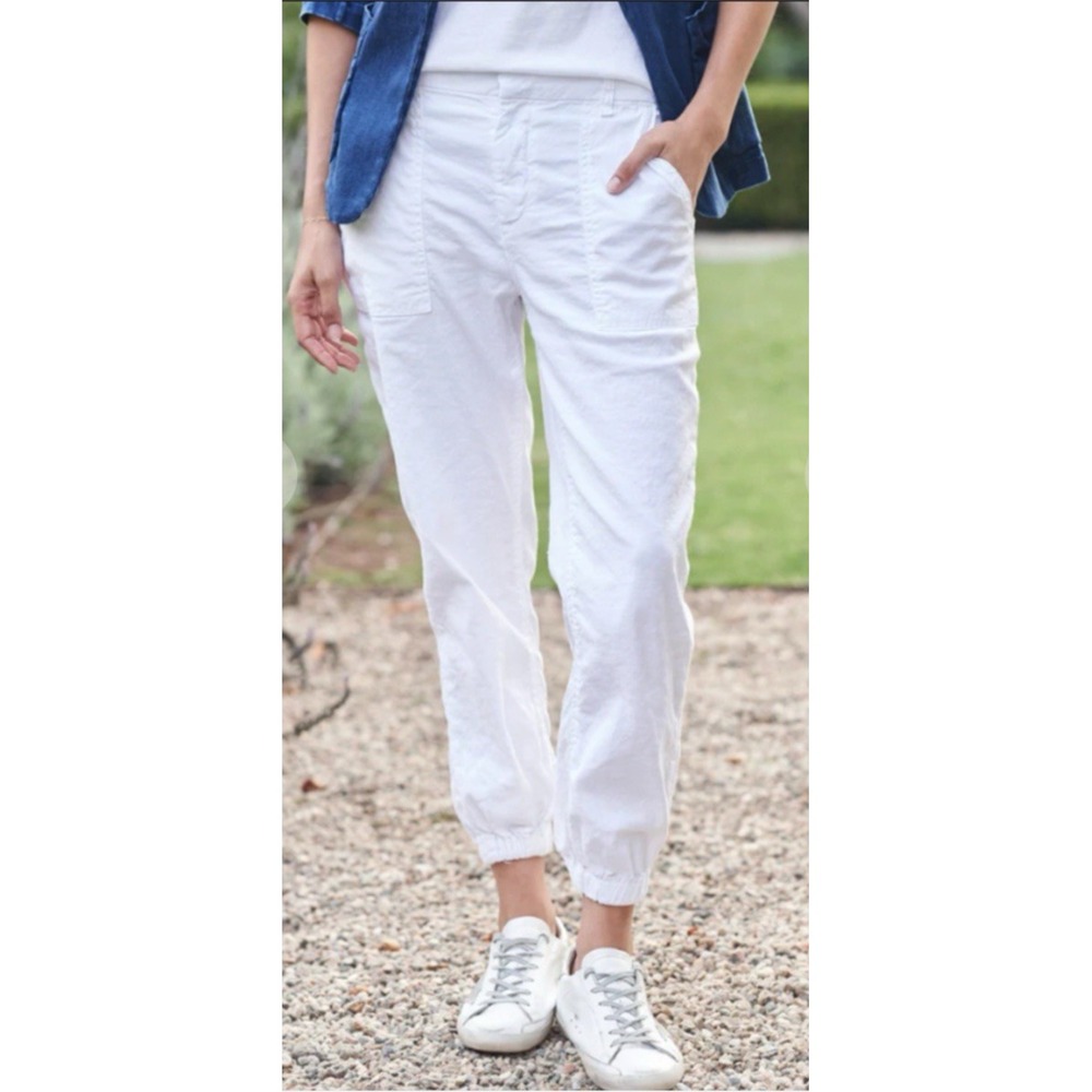 Frank & Eileen Size 8 Jameson Utility Jogger Italian Performance Linen Off White